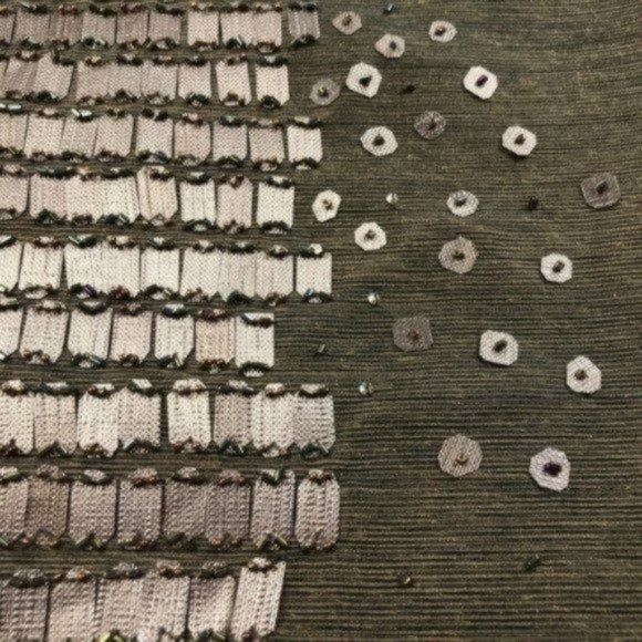 Carlisle Womens Silk Wool Pencil Skirt Size 8 Brown Bronze Sequin Embellished - Picture 5 of 9